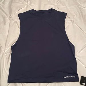 NWT Alphalete Navy Heavy Cotton Cutoff, Large